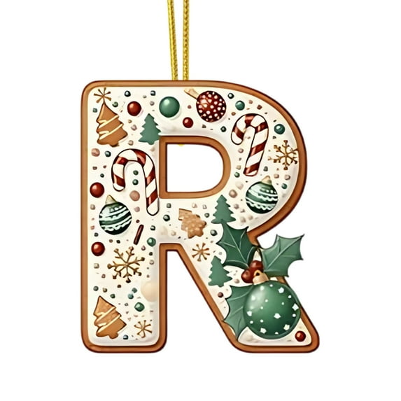 Gingerbread Alphabet Ornaments for Christmas Tree, 26 Initial White ...