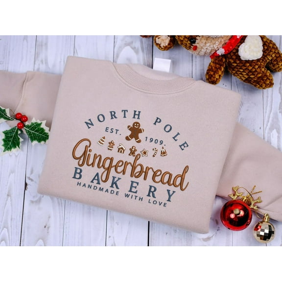Gingerbread Bakery Christmas Embroidered Sweatshirt