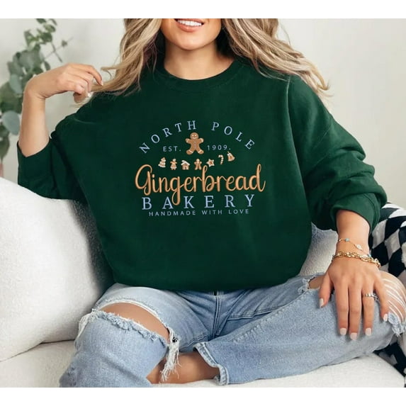 Gingerbread Bakery Christmas Embroidered Sweatshirt