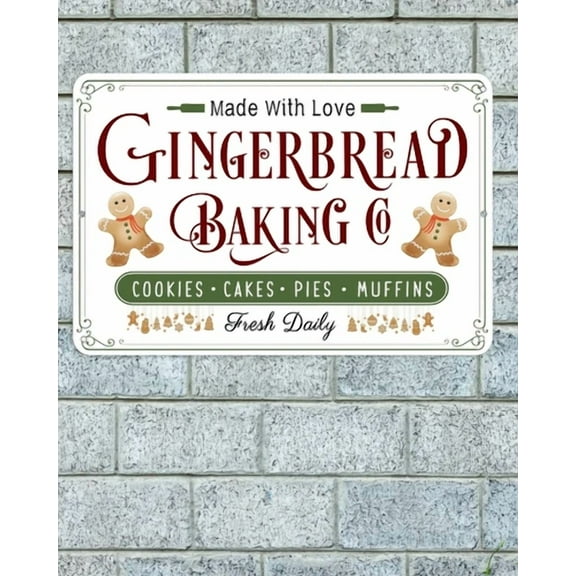 Gingerbread Baking Co Sign Aluminum Metal 8"X12" Xmas Winter Christmas Cookies