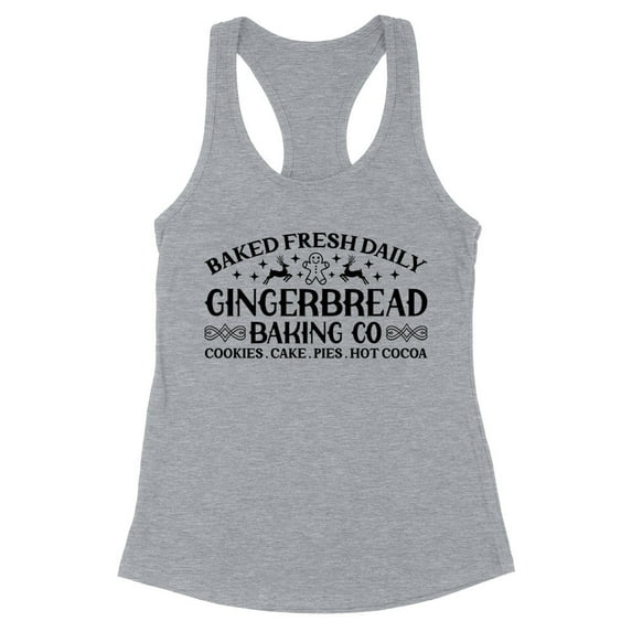 Gingerbread Baking Co Tank Top Fitted Racerback Women's 2X-Large Heather Grey