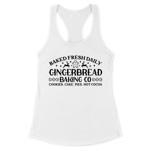 Gingerbread Baking Co Tank Top Fitted Racerback Women's Medium White
