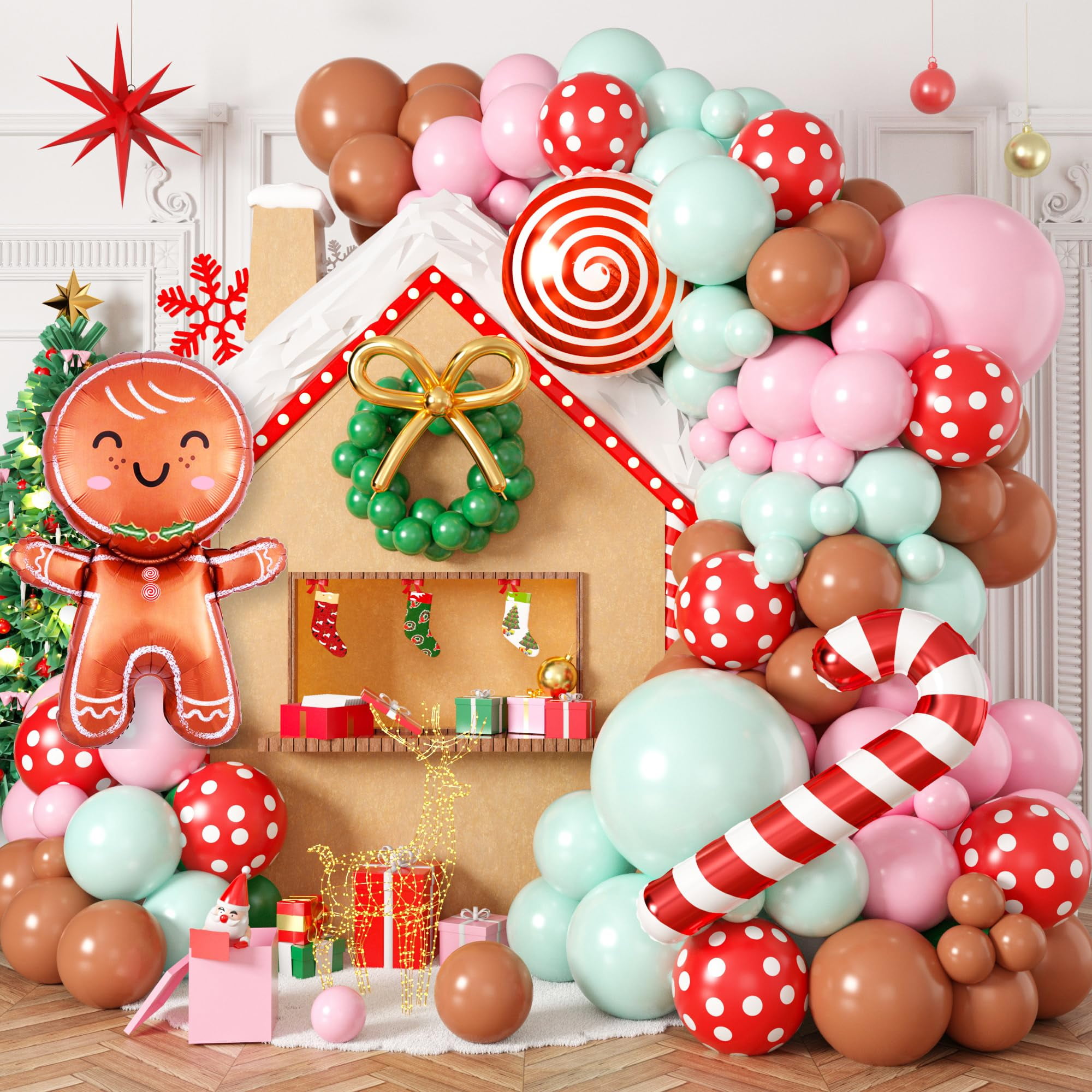 Gingerbread Balloon Arch Kit, 115 Pcs Pastel Pink Party Decorations 