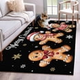 thumbnail image 1 of Gingerbread Black Area Rugs 4'x6', Washable Small Throw Rugs for Office Bathroom, Christmas Winter Snowflake Indoor Outdoor Rug Non-Slip Low Pile Carpet Runner Reversible Floor Mats, 1 of 8