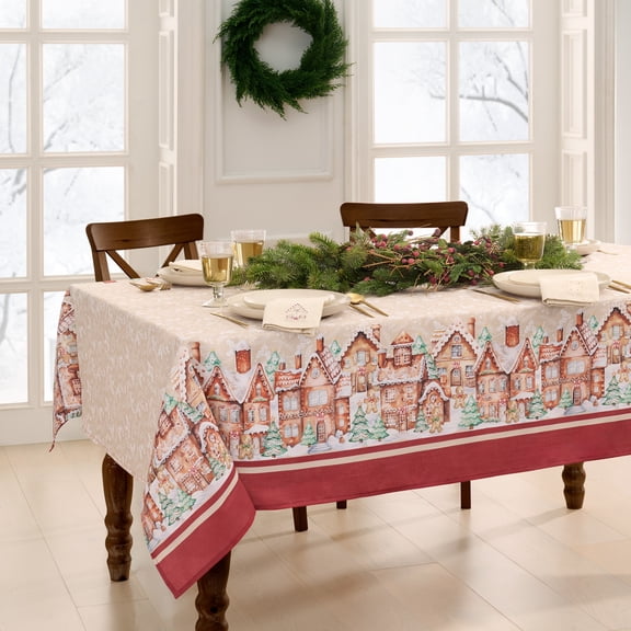 Threadmade Gingerbread Bliss Tablecloth, Multicolor - 60"W x 84"L