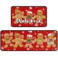 thumbnail image 1 of Gingerbread Candy Christmas Kitchen Mats Set of 2, Welcome Winter Home Xmas Decor Low-Profile Kitchen Rugs for Floor, Gingerbread Christmas Decorations for Home 17"X47"+17"X30", 1 of 6