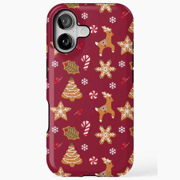 Gingerbread Candy Cookie Christmas Holiday Pattern iPhone Case 17 11 12 13 14 15 16 Pro Max
