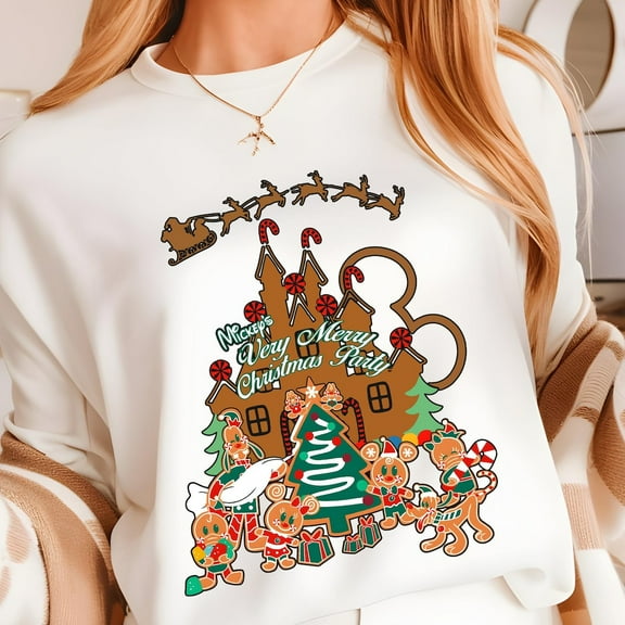 Gingerbread Castle Mickey & Friends Disney Holiday Shirt, Mickey'S Very Merry Holiday Party 2025 Shirt, Family Disney Trip Shirt, S-5XL Shirt