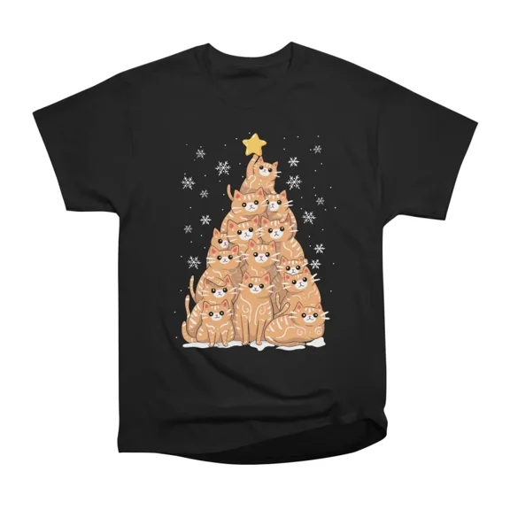 Gingerbread Cat Tree T-Shirt Tee Gift For Him Merch For Her Apparel For Friend
