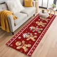 thumbnail image 1 of Gingerbread Christmas 2'x6' Runner Rugs for Hallway Kitchen Bedside Non Slip Washable, Red Golden Snowflake Winter Xmas Entryway Rug Runners with Rubber Backing, Long Carpet Runner for Laundry Room, 1 of 8