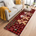 thumbnail image 1 of Gingerbread Christmas 2'x6' Runner Rugs for Hallway Kitchen Bedside Non Slip, Xmas Balls Branches Red Buffalo Plaid Entryway Rug Runners with Rubber Backing, Long Carpet Runner for Laundry Room, 1 of 8