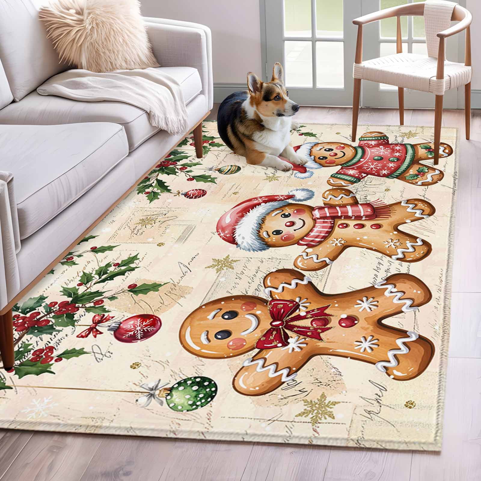 Gingerbread Christmas Area Rugs 2.7'x5', Washable Small Throw Rugs for ...