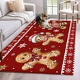 thumbnail image 1 of Gingerbread Christmas Area Rugs 4'x6', Washable Small Throw Rugs for Office Bathroom, Red Golden Snowflake Winter Xmas Indoor Outdoor Rug Non-Slip Low Pile Carpet Runner Reversible Floor Mats, 1 of 8