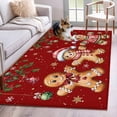 thumbnail image 1 of Gingerbread Christmas Area Rugs 4'x6', Washable Small Throw Rugs for Office Bathroom, Xmas Balls Branches Red Indoor Outdoor Rug Non-Slip Low Pile Carpet Runner Reversible Floor Mats, 1 of 8