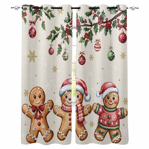 Gingerbread Christmas Blackout Curtains 90 Inch Length 2 Panels Set for ...