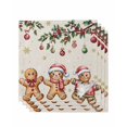 thumbnail image 1 of Gingerbread Christmas Cloth Napkins Set of 4 Reusable Dinner Napkins, Xmas Balls Branches Farmhouse Cocktail Napkin Washable Table Napkins for Wedding/Holiday Party/Baby Shower 20"x20", 1 of 7