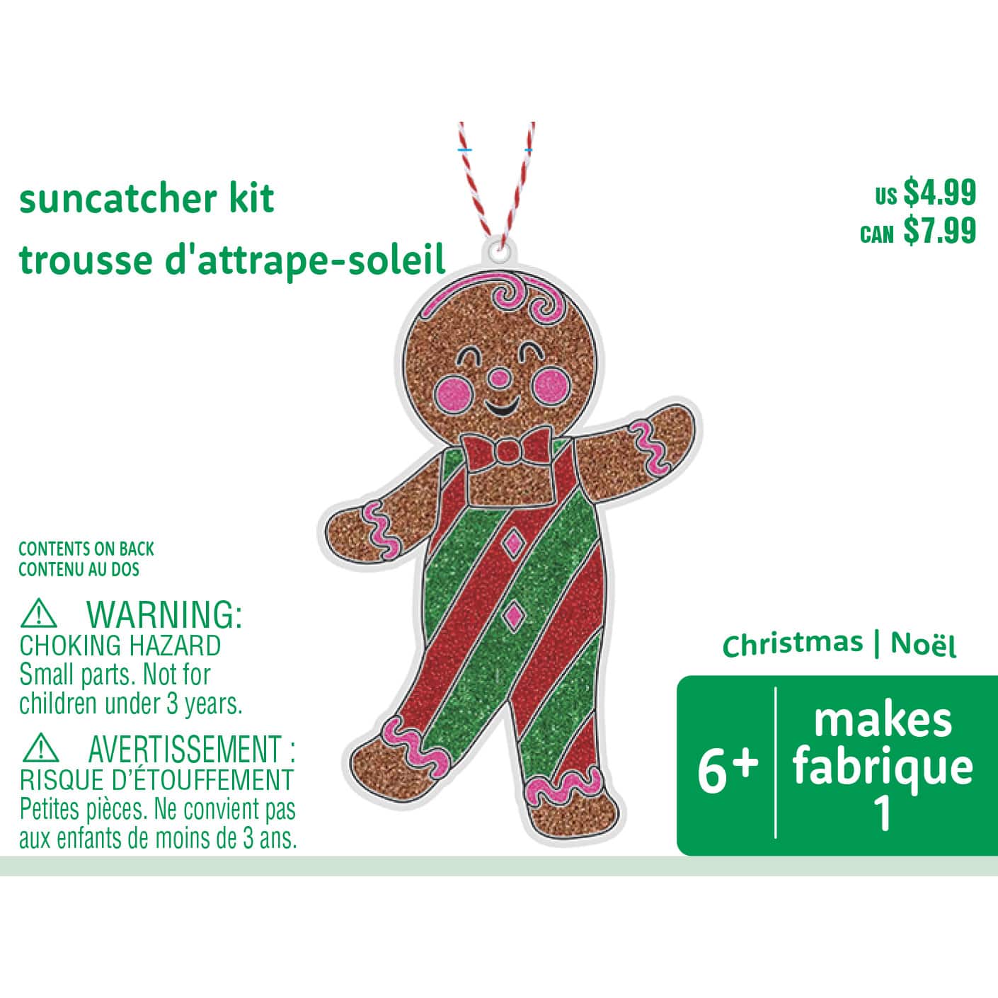 Gingerbread Christmas Color Your Own Suncatcher Ornament Kit by
