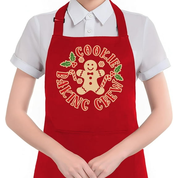 Gingerbread Christmas Cookie Baking Apron with Pockets, Baker Gifts for Women Men, Holiday Christmas Gingerbread Baker Waterproof Adjustable Cooking Apron for Kitchen Dishwashing Grilling