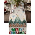 thumbnail image 1 of Gingerbread Christmas Cotton Linen Table Runner for Dining Kitchen, Xmas Tree Snowflake Rustic Wedding Outdoor Party Tablerunners Decoration, Dresser Scarf Coffee Tablecloth Runners 13x60 Inches, 1 of 9