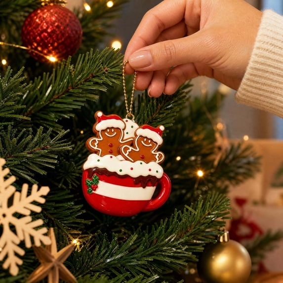 Gingerbread Christmas Ornament, Holiday Tree Decoration, Flat Festive Food Themed Accent for Tree Branches Wreaths, Lightweight Acrylic or Lightweight Board Accent for Flexible Display
