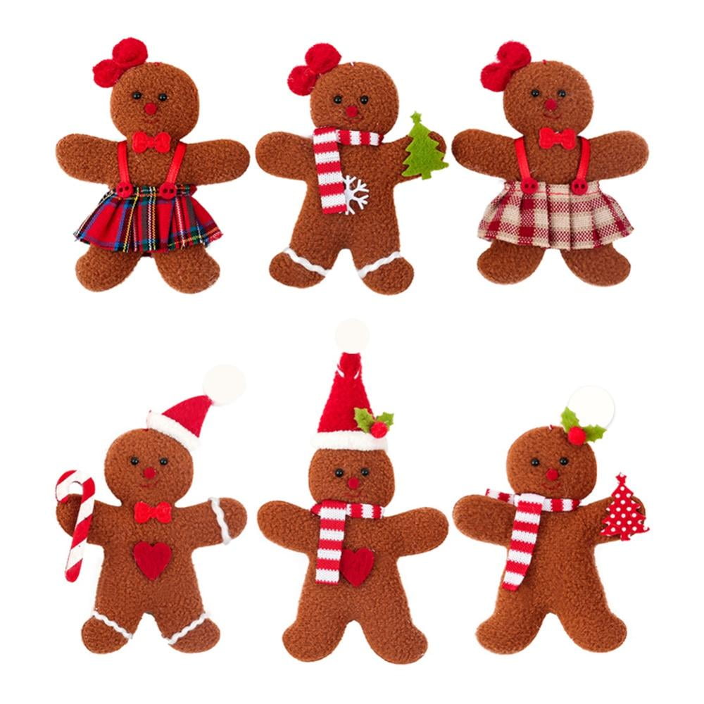 Gingerbread Christmas Ornament Set of 6 for Christmas Tree, 3.5 Inch Tall Gingerbread Figurines