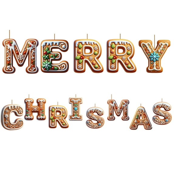 Gingerbread Christmas Ornaments, 26 Letter Gingerbread Ornaments for Christmas Tree, Personalized Christmas Ornaments 2024, Gingerbread Christmas Tree Decorations Hanging Pendant for Party Gifts Diy