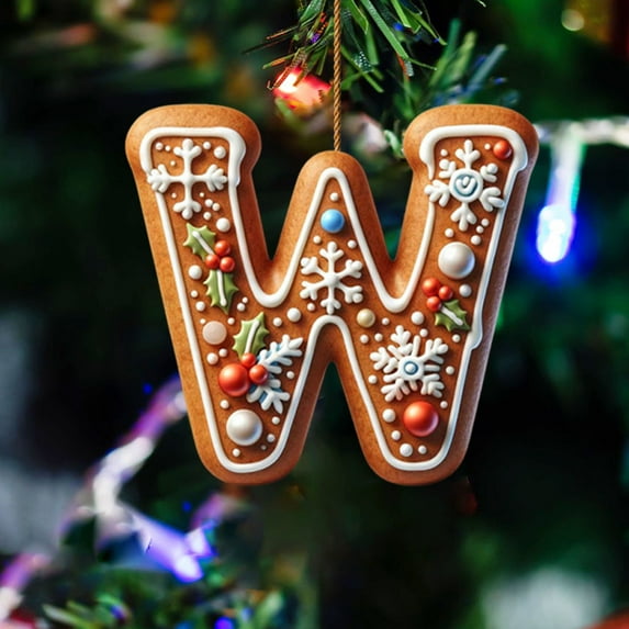Gingerbread Christmas Ornaments, 26 Letter Gingerbread Ornaments for Christmas Tree, Personalized Christmas Ornaments 2024, Gingerbread Christmas Tree Decorations Hanging Pendant for Party Gifts Diy