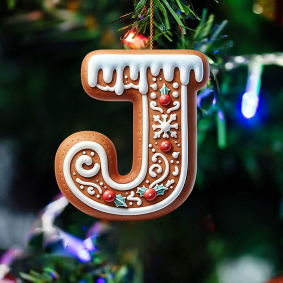 Gingerbread Christmas Ornaments, 26 Letter Gingerbread Ornaments for Christmas Tree, Personalized Christmas Ornaments 2024, Gingerbread Christmas Tree Decorations Hanging Pendant for Party Gifts Diy
