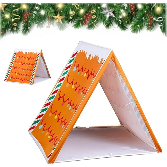 Gingerbread Christmas Tent — Where Holiday Dreams Find a Home, Gingerbread House Brown Play Tent Sleepover, Lightweight Detachable and Small Size for Girls Boys Home Indoor Xmas Holiday Party