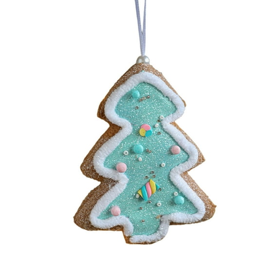 Gingerbread Christmas Tree Decoration Cookie Tree and Star Shape Dessert Ornaments for Xmas Tree Holiday Birthday Sweet Party Supplies (Green Tree)