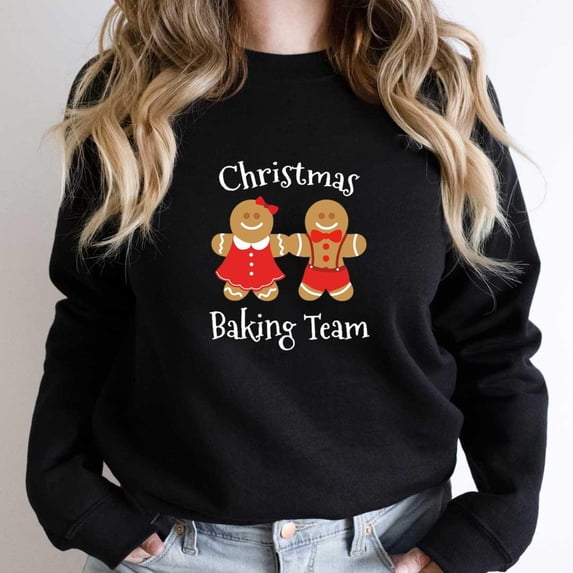 Gingerbread Cookie Baking Team Funny Christmas Cookies Couple Graphic SW7541 Unisex Sweatshirt, Up to Size 5XL