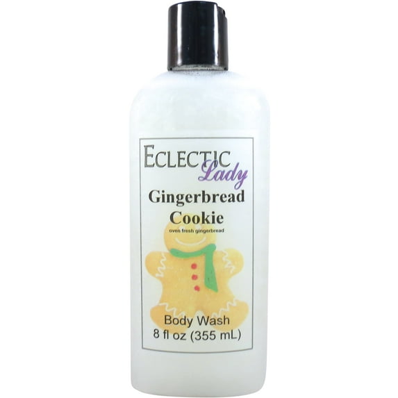Gingerbread Cookie Body Wash by Eclectic Lady, Liquid Shower Gel for Women and Men, 8 Ounces