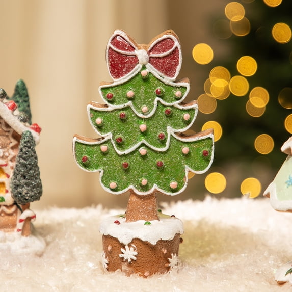 Northlight Gingerbread Cookie Christmas Tree with Bow Decoration - 8"