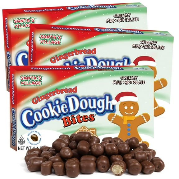 Gingerbread Cookie Dough Bites, Christmas Stocking Stuffers, Pack of 3, 3.1 Ounces Per Box
