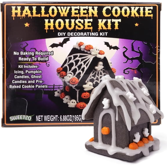 Spooky Gingerbread Cookie House Kit, Halloween Party Candy, Supplies Included, 6.88 Ounce Box