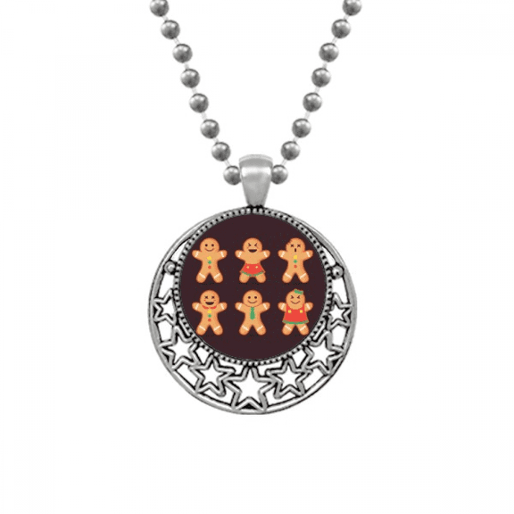 Gingerbread Cookie Men mas Necklaces Pendant Retro Moon Stars Jewelry