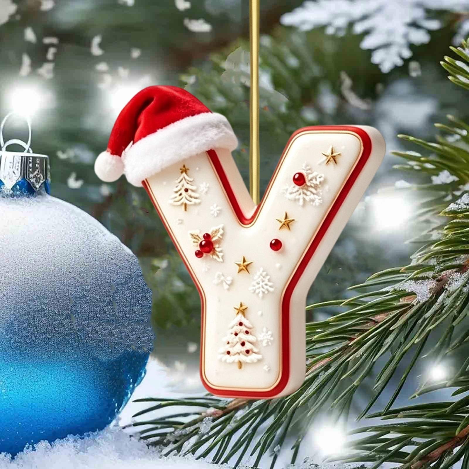 Gingerbread Cookie Style Christmas Letter Ornament Alphabet "Y" Santa ...