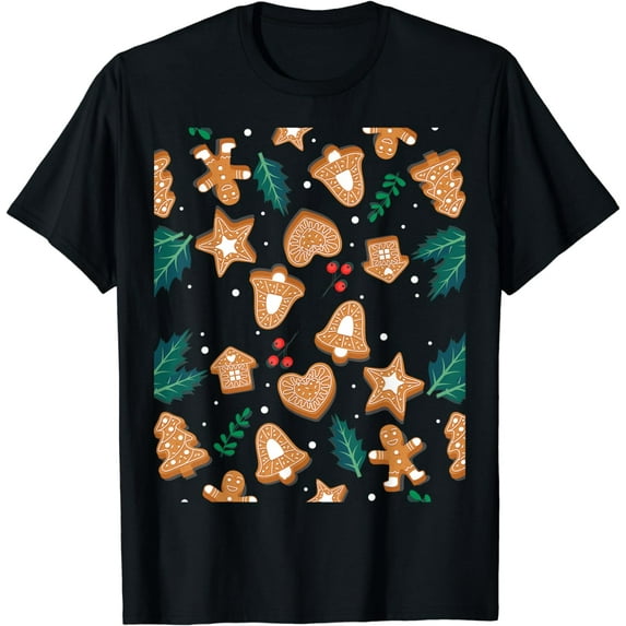 Gingerbread Cookie X-Mas Tree Pattern Cute Christmas Gifts T-Shirt