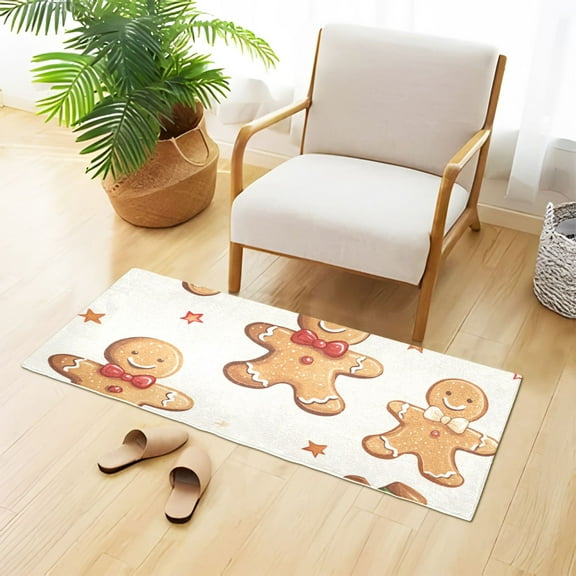 Gingerbread Cookies Bathroom Rug 39x20 Non Slip Quick Dry Washable Bathroom Mats for Bedroom Living Room Kitchen
