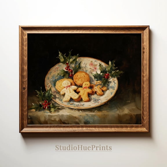 Gingerbread Cookies Vintage Kitchen Rustic Farmhouse Decor, UNFRAMED Size 24x24