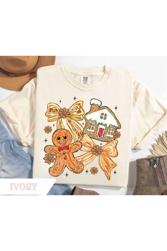 Gingerbread Coquette Bow Gingerbread Home Cookie Gingerbread Cookie T-Shirt All Size S-3XL