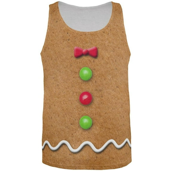 Gingerbread Costume All Over Adult Tank Top - Medium
