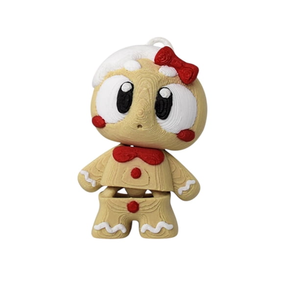 Gingerbread Couple Ornament 2pc-Set Christmas Ornament – Christmas Tabletop Decor, Christmas Gift Handcrafted Holiday Gingerbreadman Accent(B)