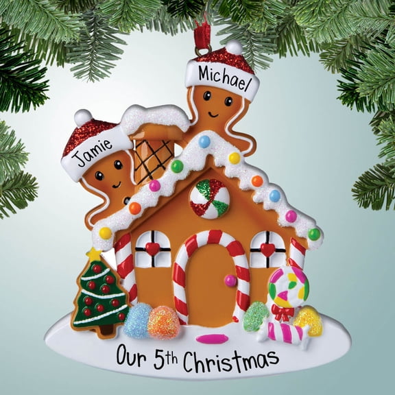 Gingerbread Couple with House - 1st Christmas - Holiday Cookies - Baking - Gumdrops - Festive Sweets - Perfect Stocking Stuffer - Great Gift Ideas