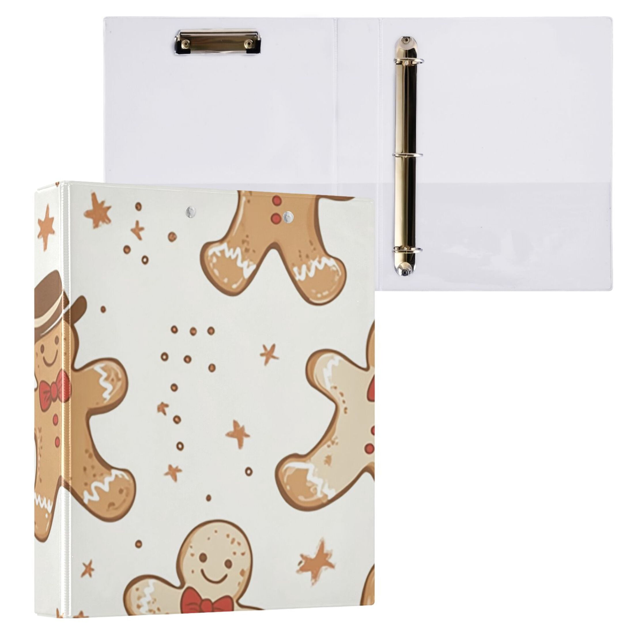 Gingerbread Cute 3 Ring Binders 1.5 inch Hardcover File Folders with Interior Pockets A4 Size Organizer for School Office Hospital