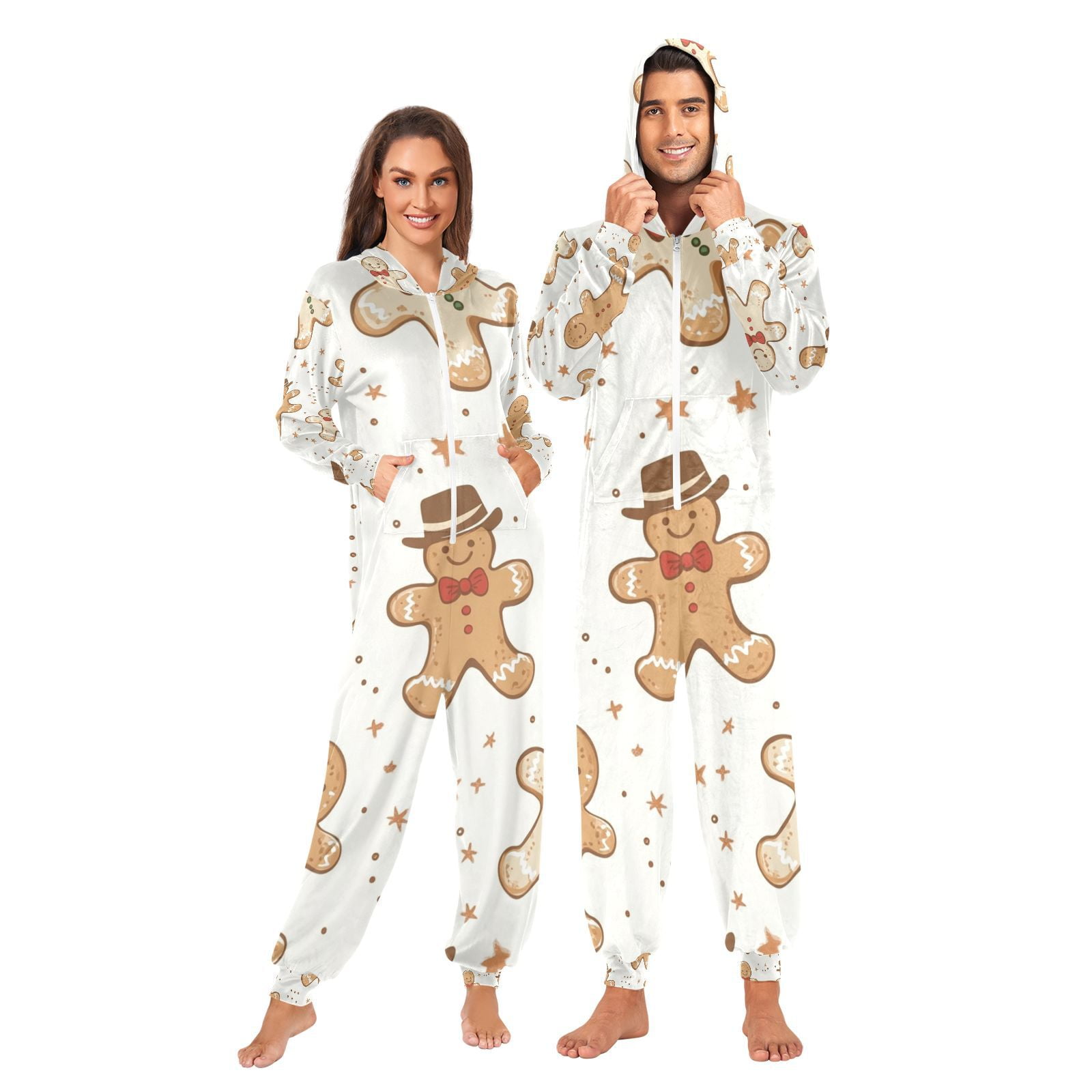 Gingerbread Cute Adult Onesie Pajamas Slim Fit Christmas One Piece Suit ...