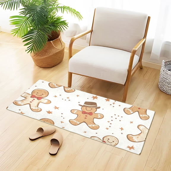 Gingerbread Cute Bathroom Rug 39x20 Non Slip Quick Dry Washable Bathroom Mats for Bedroom Living Room Kitchen