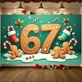 thumbnail image 1 of Gingerbread Design 67th Christmas Banner Candy Cane Pattern Holiday Display Snowflake Decor Number 67 Gingerbread Backdrop for Christmas Celebration 67th Anniversary Family Gathering, 1 of 9