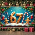 thumbnail image 1 of Gingerbread Design 67th Christmas Banner Candy Cane Pattern Holiday Display Snowflake Decor Number 67 Gingerbread Backdrop for Christmas Celebration 67th Anniversary Family Gathering, 1 of 9