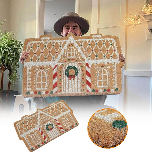 Gingerbread Door Mat,Gingerbread Christmas Door Mat,Gingerbread House Welcome Door Mat For Front Door,Gingerbread Door Mat,Gingerbread Rug Christmas Gingerbread Decor Christmas Decorations For Home